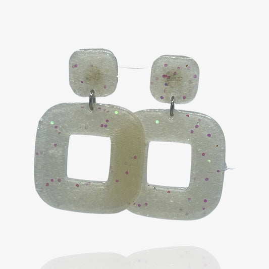 White Glitter Squorcle Studs