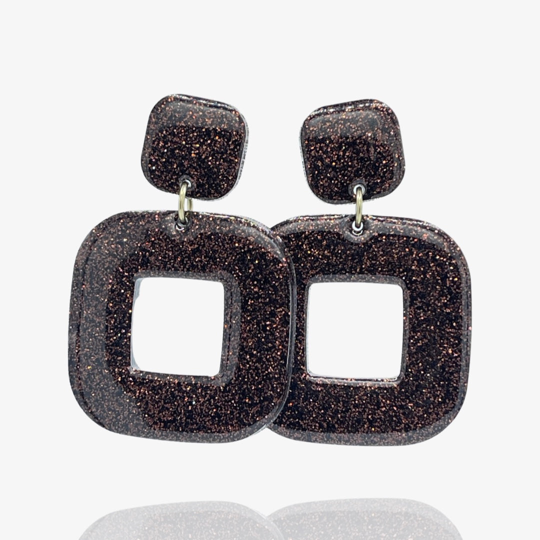 Brown Glitter Squorcle Studs