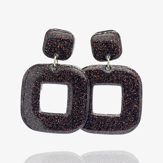 Brown Glitter Squorcle Studs