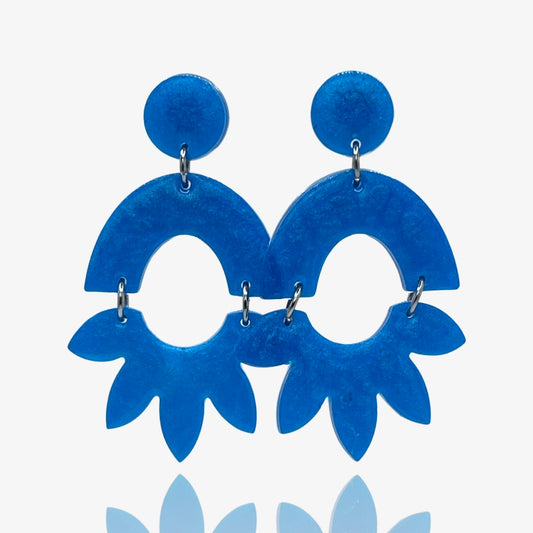 Watery Blue Flora Studs
