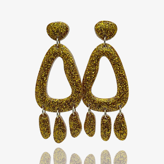 Gold Glitter Beans Studs