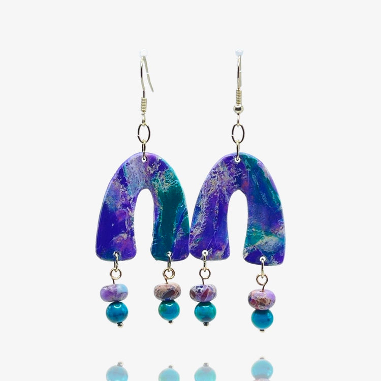 Blue Purple and Green Peace Earrings Blue Purple and Green Peace Earrings