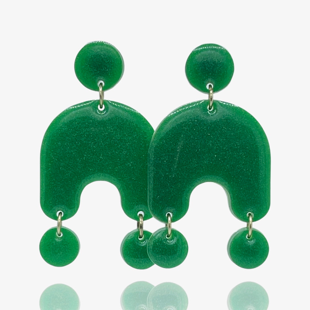 Green Glitter Bubblers Studs