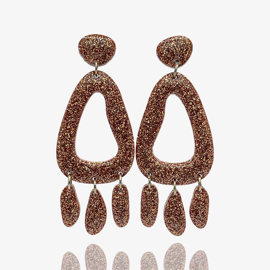 Bronze Glitter Beans Studs