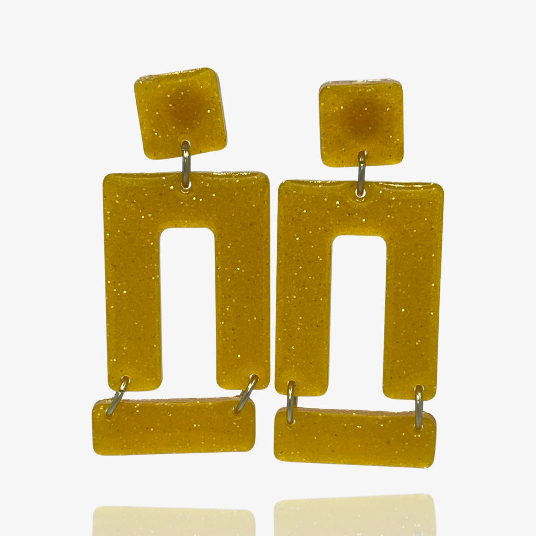 UVR Yellow Glitter Gates Studs