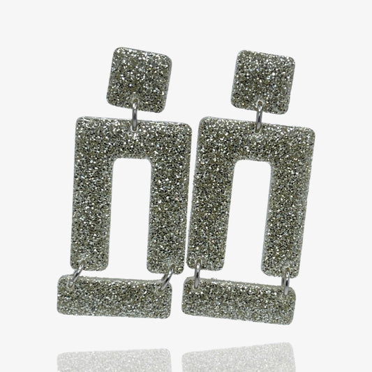 Silver Glitter Studs