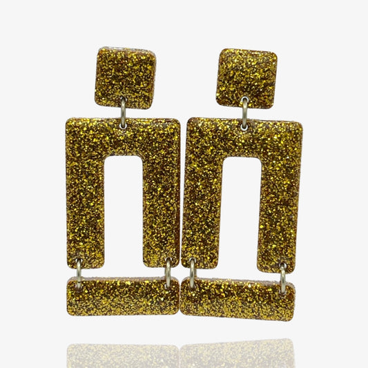 Gold Glitter Gates Studs