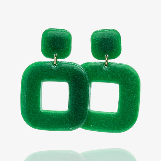Green Glitter Squorcle Studs