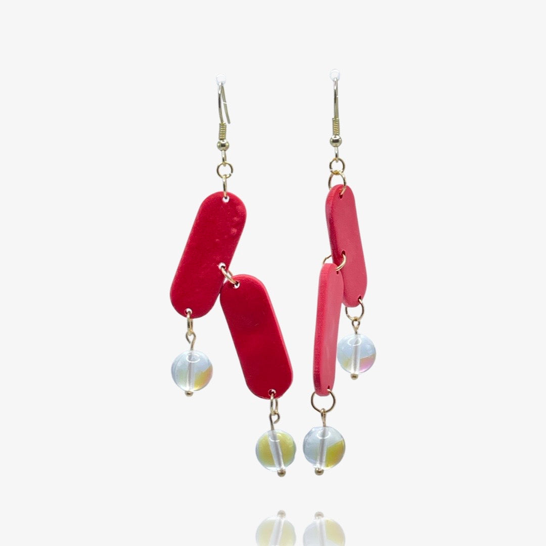 Asymmetric Beaded - Matte Red